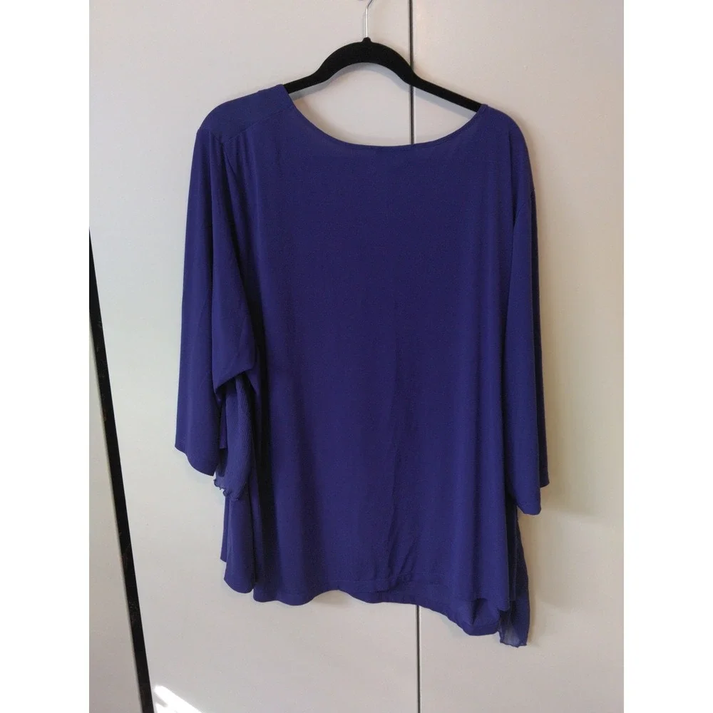 Catherines Elegant Layered Front Tunic Top Plus Size 3x Asymmetrical Hem Office